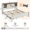 AMERLIFE Farmhouse Bed Frame, Storage Headboard, Charging Ports, No Box Spring - 2 of 4
