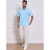 INSPIRE CHIC Men's Solid Short Sleeve Button Down Chest Pockets Linen Shirt - 2 of 4