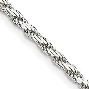 Black Bow Jewelry 2.5mm Sterling Silver Solid Flat Rope Chain Necklace - 1 of 4