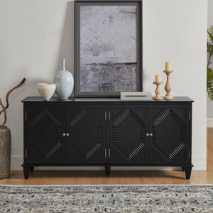 65.2" Sideboard,Mid Century Modern Buffet Cabinet with Geometric Doors & Adjustable Shelf for Living Room,Dining Room-Baofuwish - 1 of 4