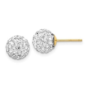 Black Bow Jewelry 8mm Crystal Ball Earrings with a 14k Yellow Gold Post - 1 of 4