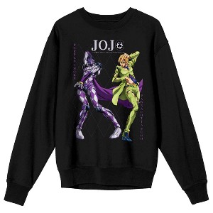 Jojo's Bizarre Adventures Purple Haze & Fugo Crew Neck Long Sleeve Adult Black Sweatshirt - 1 of 3