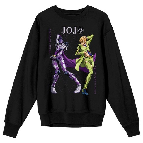 Jojo’s Bizarre Adventures Purple Haze & Fugo Crew Neck Long Sleeve Adult Black Sweatshirt - image 1 of 3