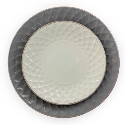 Tahitian Diamond Slate and Stone 16-Piece Stoneware Dinnerware Set