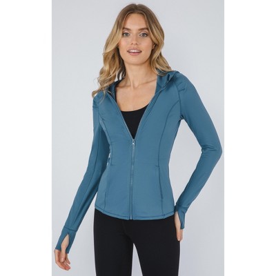 Yogalicious - Women's Slim Fit Hooded Track Jacket - Blue Fusion