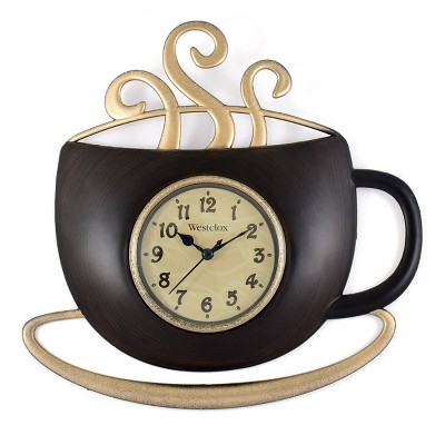 12.5" Coffee Cup Wall Clock - Westclox: Decorative Timepiece for Dining Room, Analog Display, Indoor Use