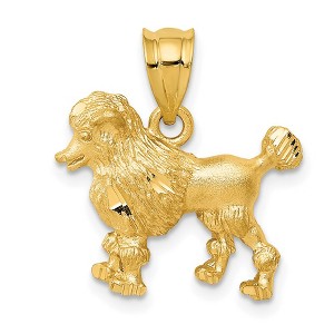 Black Bow Jewelry 14k Yellow Gold Satin and Diamond Cut Poodle Charm or Pendant - 1 of 4