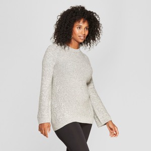Maternity Cable Crew Sweater - Isabel Maternity by Ingrid & Isabel Gray M, Women