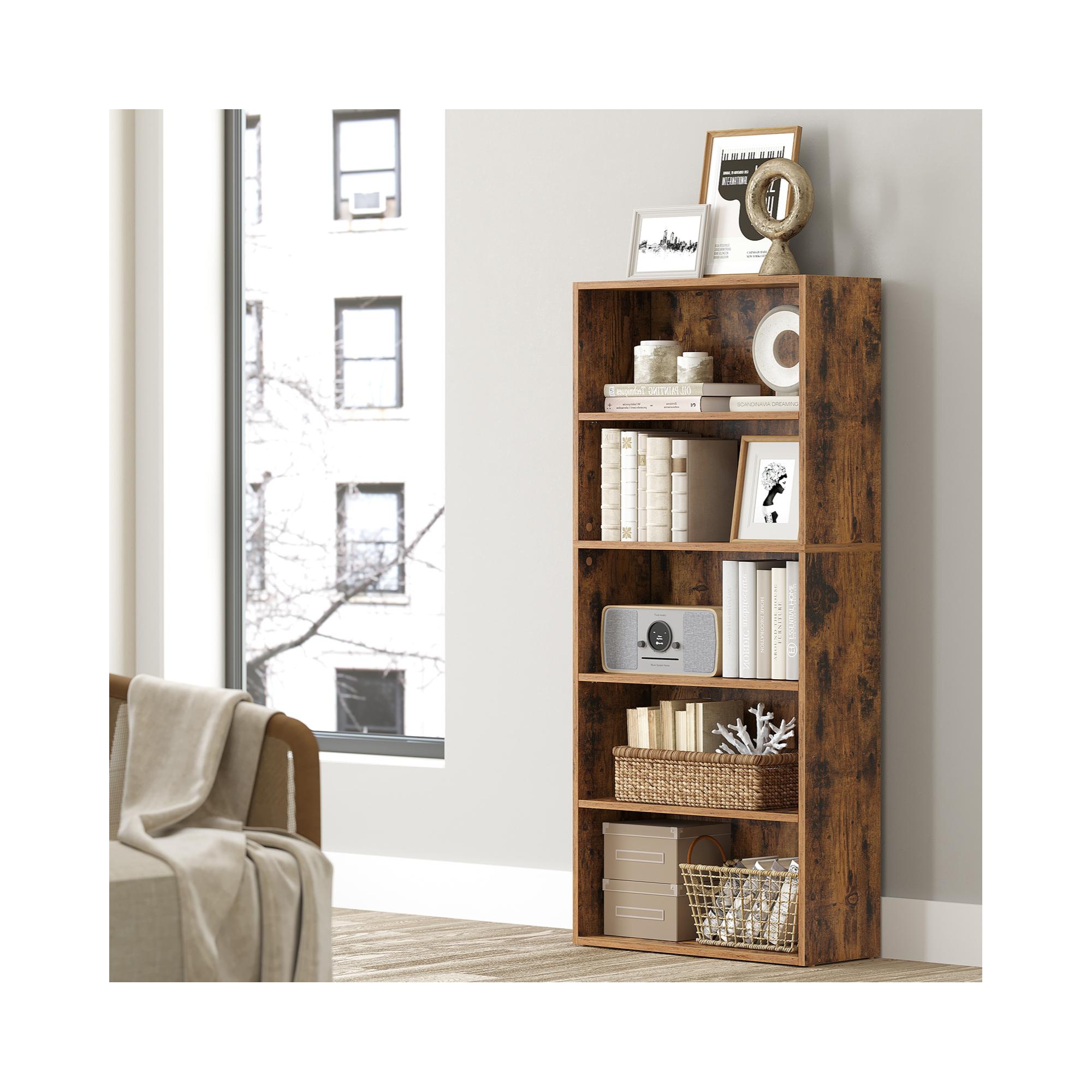 Sleek 5-Tier Open Bookshelf, 23.6 Inches Wide, Adjustable Storage Shelves, Floor Standing Unit for Organizing Your Space