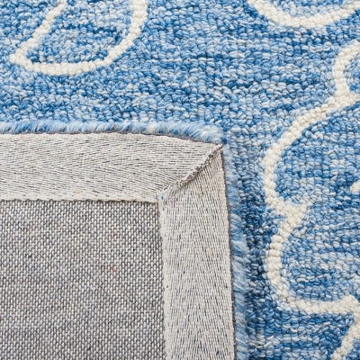 Blue and Ivory Floral Handmade Wool Area Rug, 3' x 5'