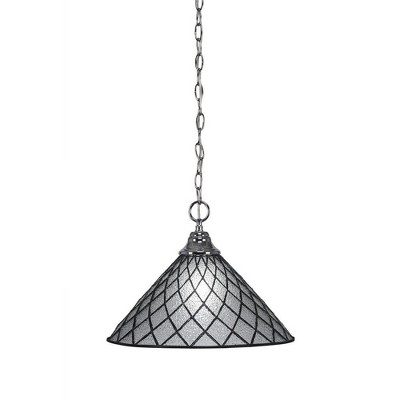 Toltec Lighting Any 1 - Light Pendant in  Chrome with 16" Diamond Ice Art Glass Shade
