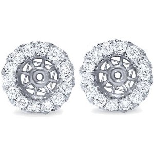 Pompeii3 5/8ct Halo Diamond Earring Jackets 14K White Gold (5.5-7mm) - 1 of 4