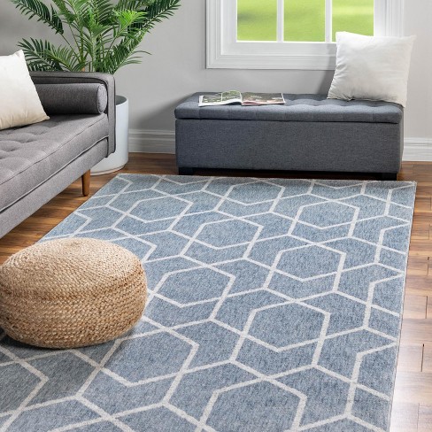 Unique Loom 7' 10 X 10' 0 Eco Trellis Harbor Blue Area Rug : Target