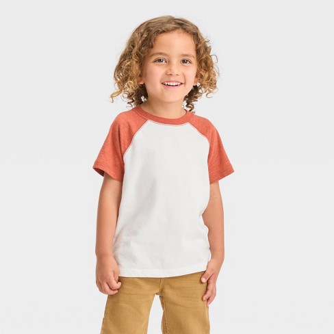 Toddler Boys' Short Sleeve Shirt - Cat & Jack™ Orange/cream 5t : Target