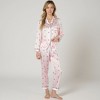 Anna-Kaci Lounge Women's Satin Long Sleeve Pajama Set with Mini Bow Print Button-Up Top and Chest Pocket - 4 of 4