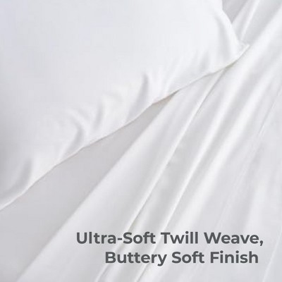 White Twill Cotton Standard Pillowcase Set with Hypoallergenic Embroidery