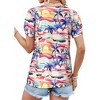 Nlife Womens Puff Short Sleeve Hawaiian Shirts Floral Tropic Printed Pleated V Neck Summer Casual T-Shirt Trendy Boho Blouses Tops - 4 of 4
