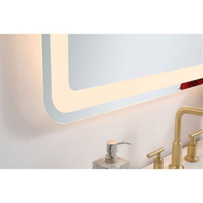 Glossy White Rectangular LED Bathroom Mirror with Magnifier