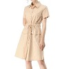 INSPIRE CHIC Women's Point Collar Front Elastic Waist Drawstring Mini Shirt Dress with Pocket - 2 of 4