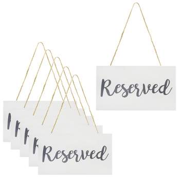 Darware Hanging Wooden Reserved Signs, 6pk; Rustic Style Wood Signs for Weddings and Special Events