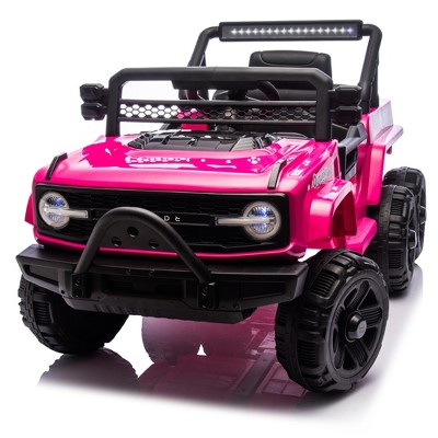 12V Kids Ride-On Electric Jeep Car, 6-Wheel 4 Motors Ride-On UTV W/Remote, LED, Music & Bluetooth, USB, MP3 & Microphone Ports, Slow Start