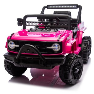 12V Kids Ride-On Electric Jeep Car, 6-Wheel 4 Motors Ride-On UTV W/Remote, LED, Music & Bluetooth, USB, MP3 & Microphone Ports, Slow Start - 1 of 4