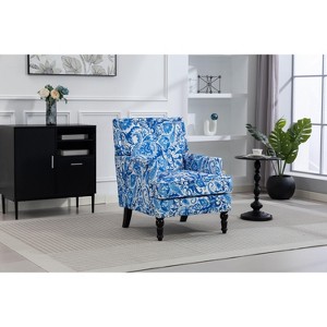 CAVINAS Upholstered Accent Chair,Lounge Chair with Linen Fabric,Nailhead Trim,Solid Wood Frame,Vintage Armchair for Living Room,Bedroom - 1 of 4