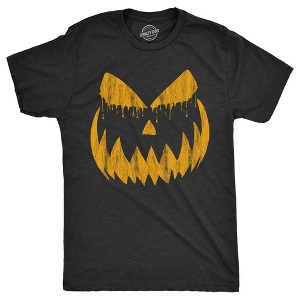 Mens Weeping Wendell Pumpkin T Shirt Funny Halloween Jack O Lantern Horrifying Smile Tee For Guys - Crazy Dog Men's T Shirt - 1 of 4