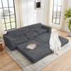 112.6" Modern Corduroy L-Shape Modular Floor Sectional Sofa with Left Arm Chaise Lounge, Convertible into a Queen Bed - 2 of 4
