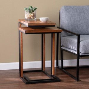 Sabanti Nesting C-Tables - 2pc Set - Brown - SEI - 1 of 4