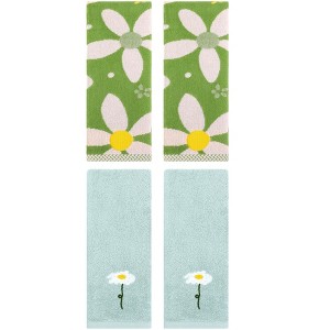 REGALWOVEN 4 Pcs Cotton Soft Absorbent Floral Pattern Hand Towel - 1 of 4
