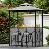 Costway 6.5 x 4 x 8 FT Grill Gazebo Set with 2 Bar Stools, Tempered Glass Bar Table Brown/Gray - 2 of 4