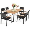 Costway 7PCS Patio Rattan Dining Chair Table Set Solid Wood Frame Umbrella Hole - image 2 of 4