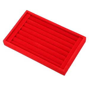 Unique Bargains Velvet 7 Slots Jewelry Trays Stackable Tray Box Showcase for Rings Earrings Studs 1 Pc - 1 of 4