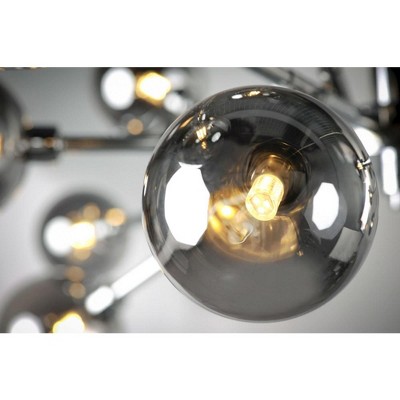 Polished Chrome Sputnik-Inspired 12-Light LED Chandelier with Smoke Glass Shades