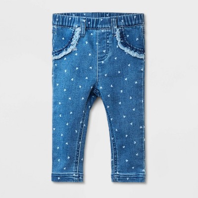 Image of Baby Girls' Denim Pants - Cat & Jack™ Medium Wash 0-3M
