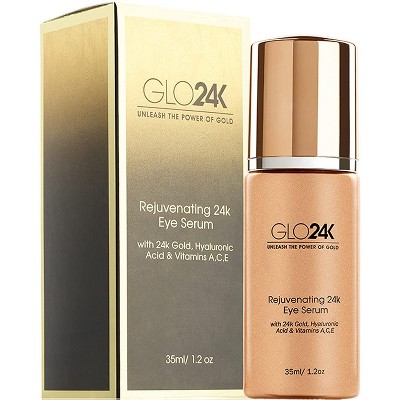 GLO24K Eye Serum With 24k Gold, Hyaluronic Acid, And Vitamins A, C, E Potent Formula For Delicate Skin Around The Eyes