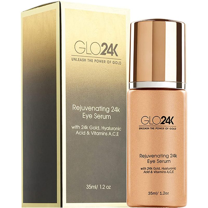 GLO24K Eye Serum With 24k Gold, Hyaluronic Acid, And Vitamins A, C, E Potent Formula For Delicate Skin Around The Eyes, 1 of 6