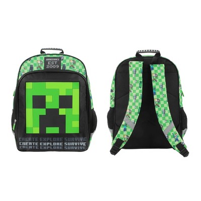 Minecraft Creeper Character 16” Kid's Backpack For School And Travel