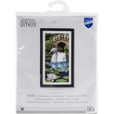 Vervaco Counted Cross Stitch Kit 8"X16"-Swan (14 Count)