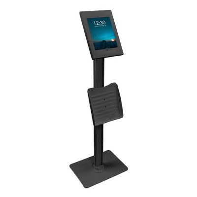 Mount-It! Adjustable Locking Secure Tablet Mount & Anti-Theft Kiosk Floor Stand with Document Tray for iPad Gen 7 to 10, iPad Pro, iPad Air | Black