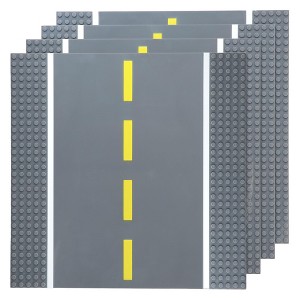 Strictly Briks Building Blocks Road Plates 10x10", 4 Pack Kids Brick Baseplates Compatible with All Major Brands, 4 Straight - 1 of 4