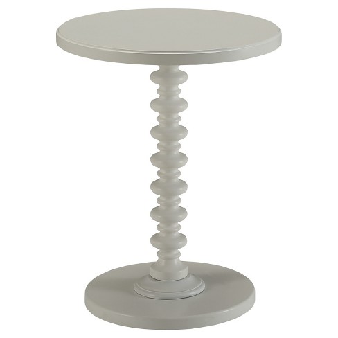 Acton Single Leg End Table White - Acme Furniture: Antique Finish ...