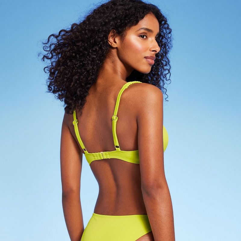 Women's Lightly Lined Twisted Strap Bikini Top - Shade & Shore™ Neon Yellow, 3 of 9