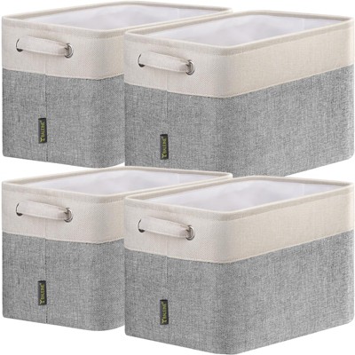 4pc/3pc Collapsible Fabric Storage Bin Cloth Baskets - HOMLUX™: 15"x11"x9.5" with Handles