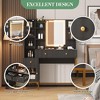 Makeup Vanity Desk with 3 Color LED Mirror,with Soft Cushioned Stool,Dressing Table with Charging Station,3 Drawers,Cabinet & Open Shelves-Black - 4 of 4