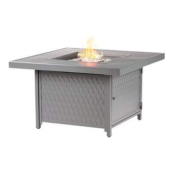 42" Square Aluminum 55000 BTUs Propane  Timeless Fire Table with 2 Covers - Oakland Living
