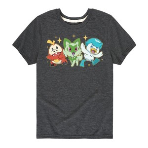 Boys' - Pokémon - Fuecoco Sprigatito Quaxly Padea Starters Short Sleeve Graphic T-Shirt - 1 of 4