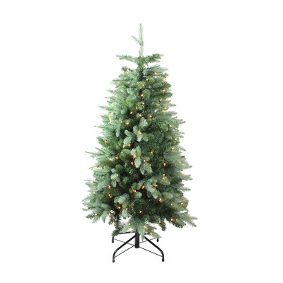 Northlight 4.7' Prelit Artificial Christmas Tree Slim Fresh Cut Carolina Frasier Fir - Clear Lights