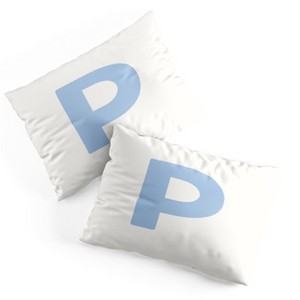 Deny Designs Standard April Lane Art Block Blue Monogram P Microfiber Printed Pillow Sham - 1 of 3